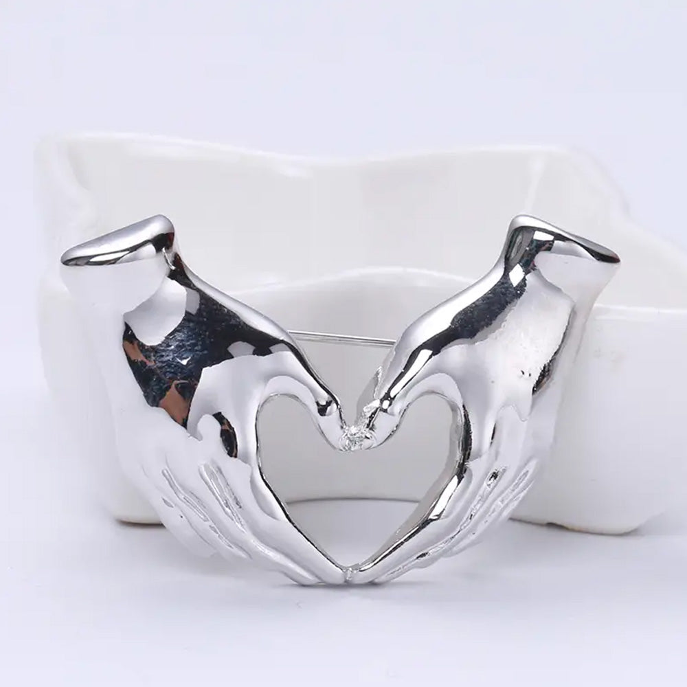 Hand Pose Heart Brooch