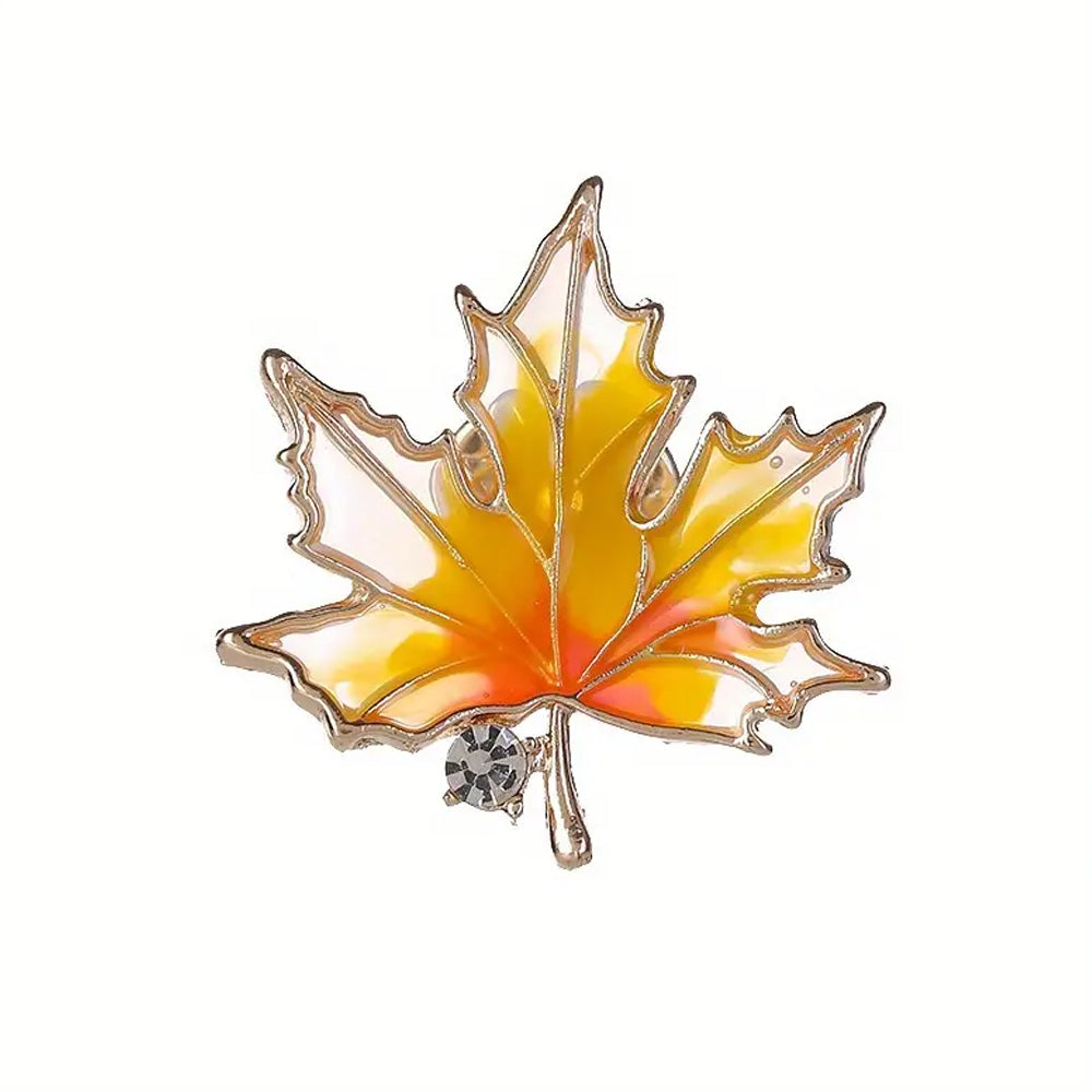 Maple Enamel Leaf Brooch