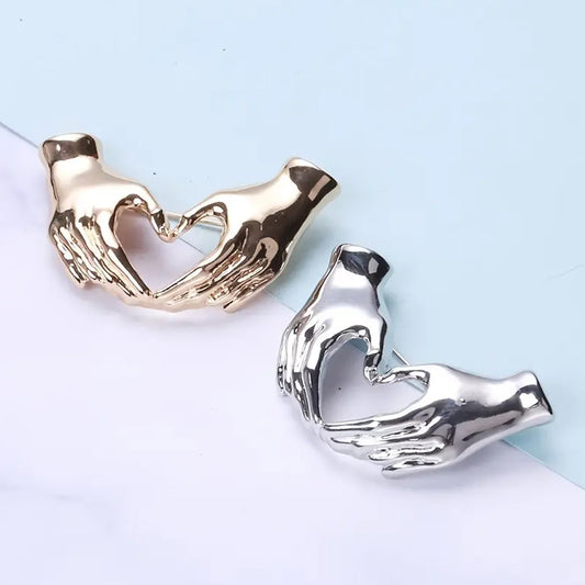 Hand Pose Heart Brooch