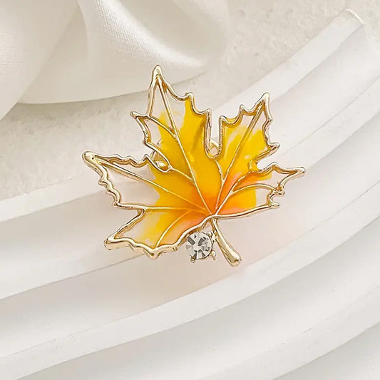 Maple Enamel Leaf Brooch