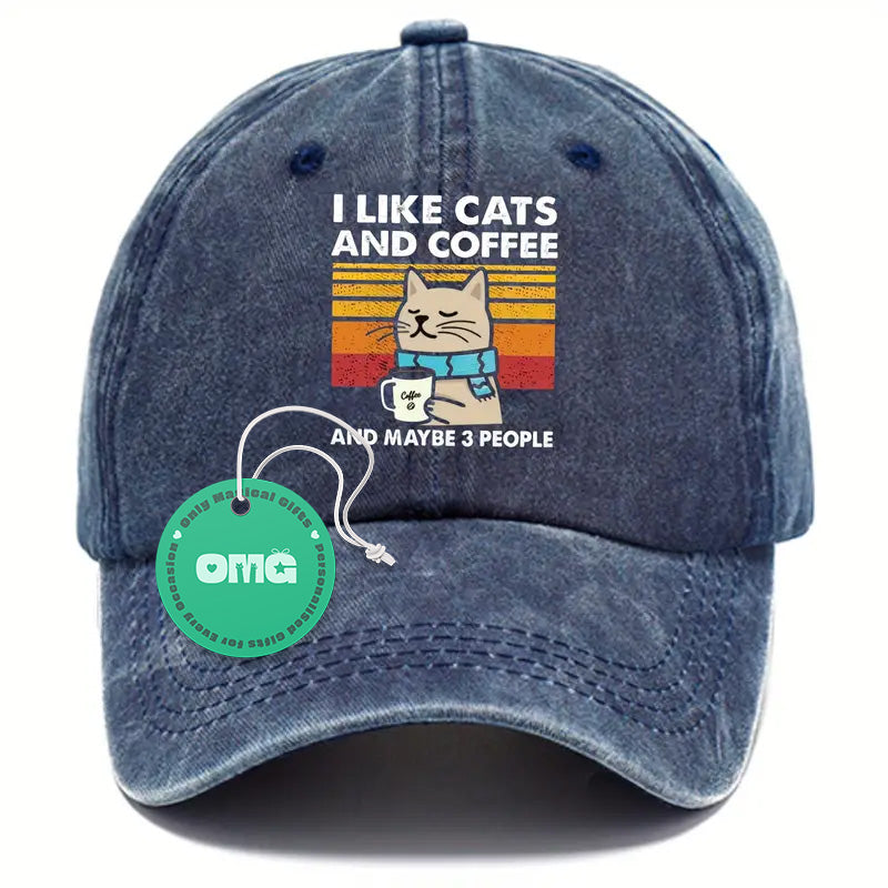 I Love Cats & Coffee Adjustable Cap