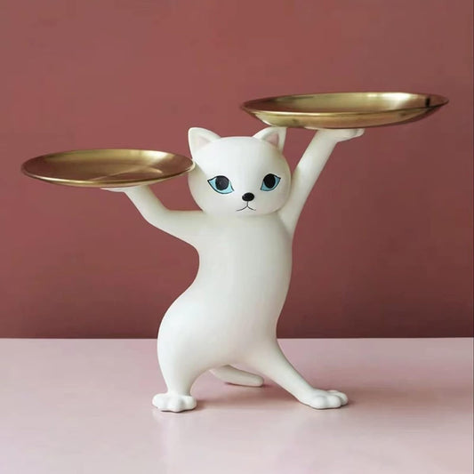 Cat Figurine, Trinket Tray, Candy Bowl, Key Bowl