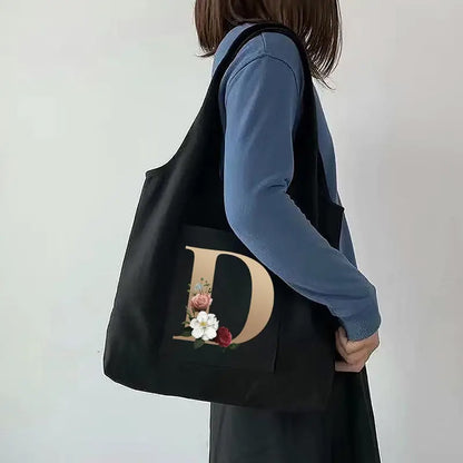 Shopping Canvas Bag with Letter Initials